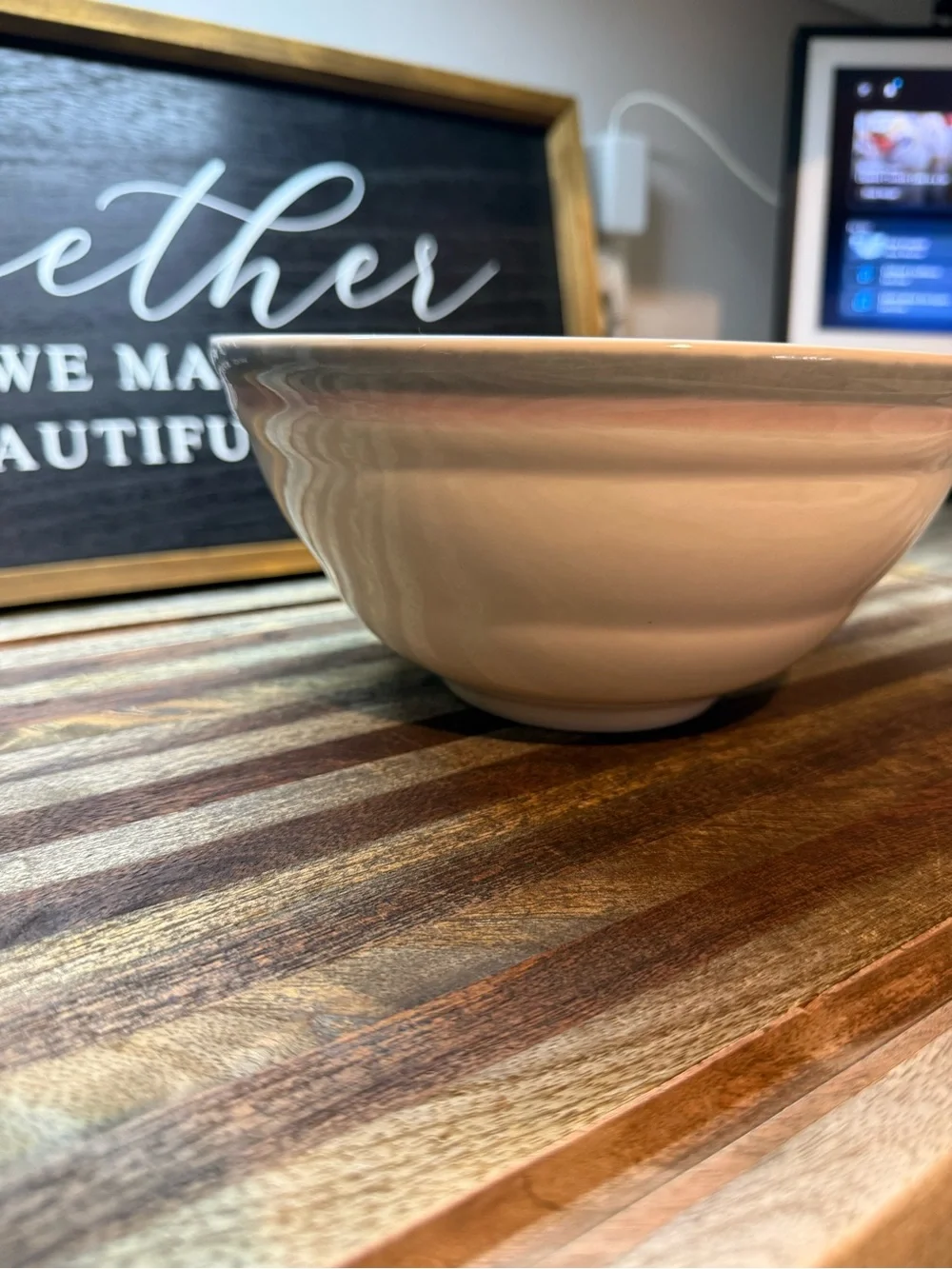 Pfaltzgraff Pink Mixing Bowl with Gray Rim